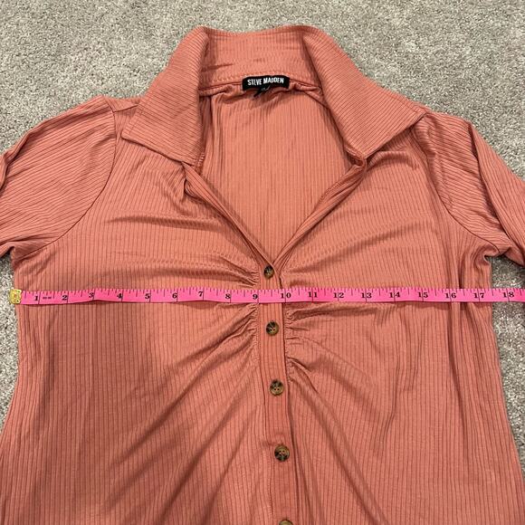 Steve Madden Women's Long Sleeve Pink Button Down with Ruching Size M - Picture 9 of 9